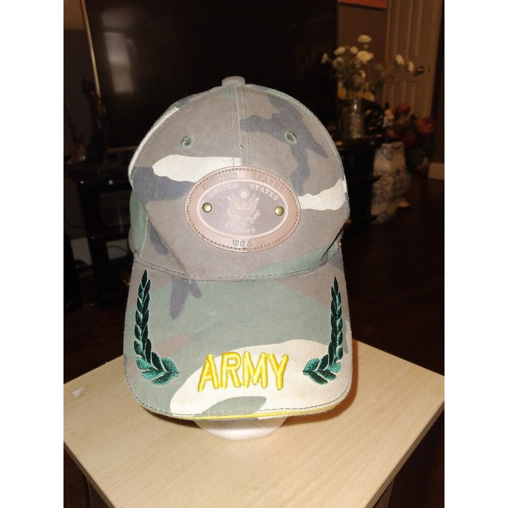 Military Style Camouflage Army Baseball Cap with Laurel Wreath Embroidery